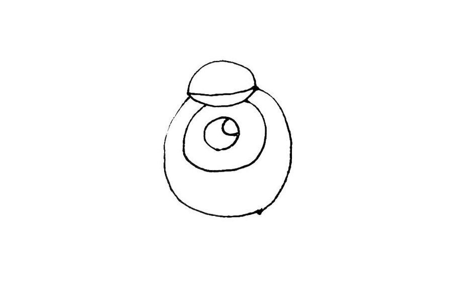 步骤3：在大圆里面再画上一个圆，并在里面画上一个眼珠，注意画上高光。