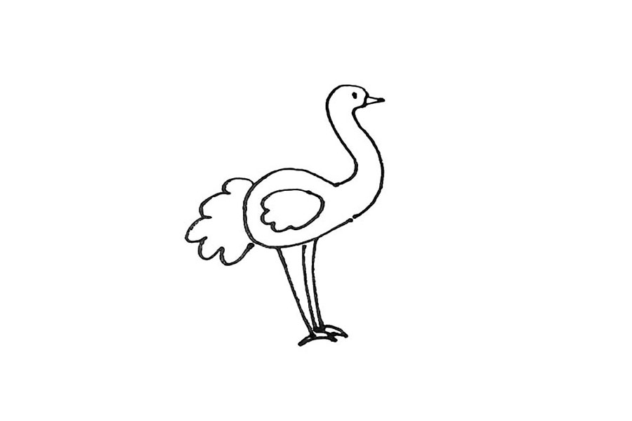 步骤7：再用弧线画出脚，以及点上眼睛。