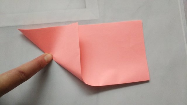 步骤2：然后把纸张横向对折。