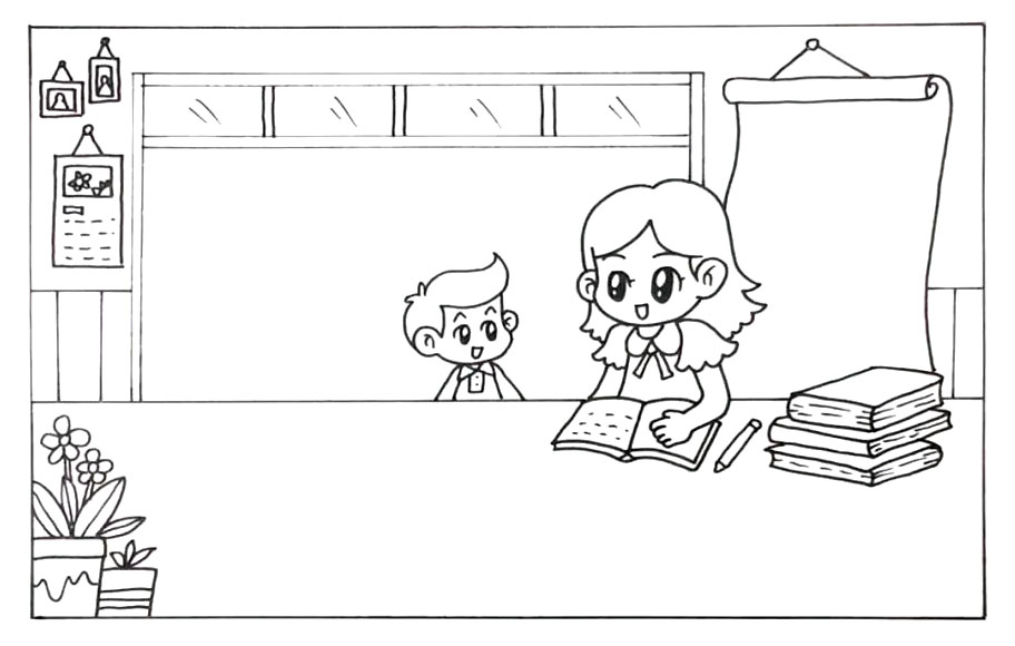 步骤4：接着我们在其他空白地方画出手抄报边框和装饰元素。