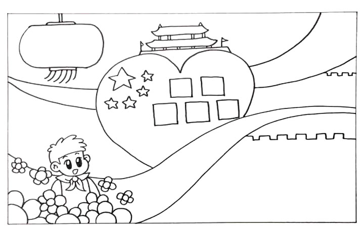 步骤4：左上角的灯笼，右下角的长城既包含了中国元素，同时又是文字框。