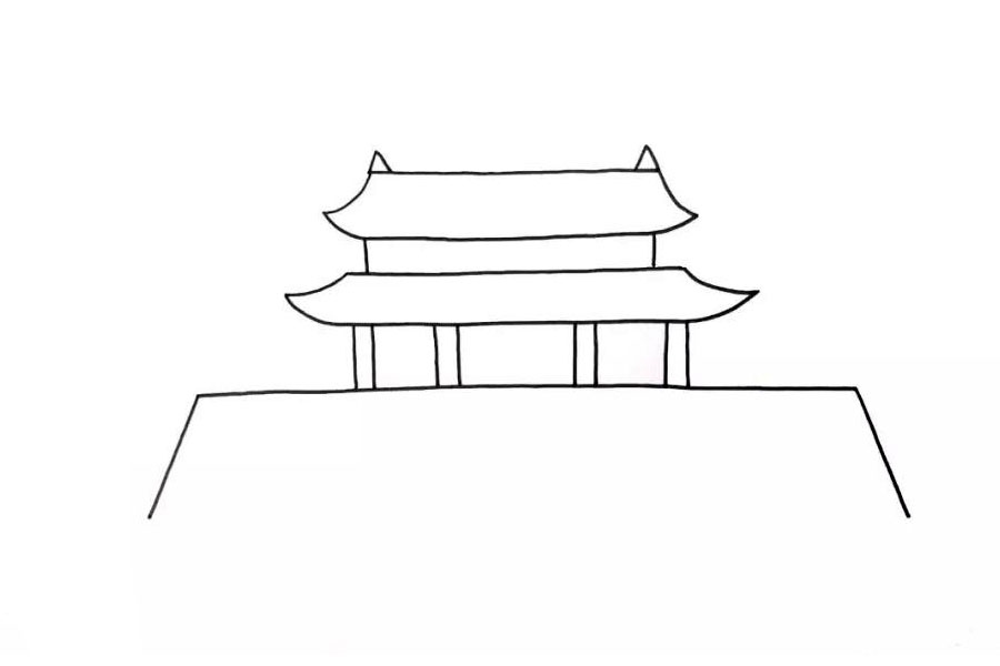 步骤3：接下来是天安门的城楼。