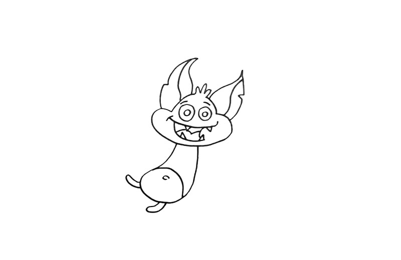 步骤5：然后画它的小身体和脚。