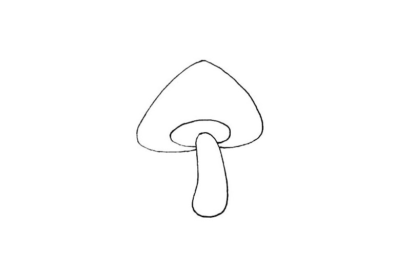 步骤3：在外围，再画上一个大一些的三角形，稍微画得圆润一些。