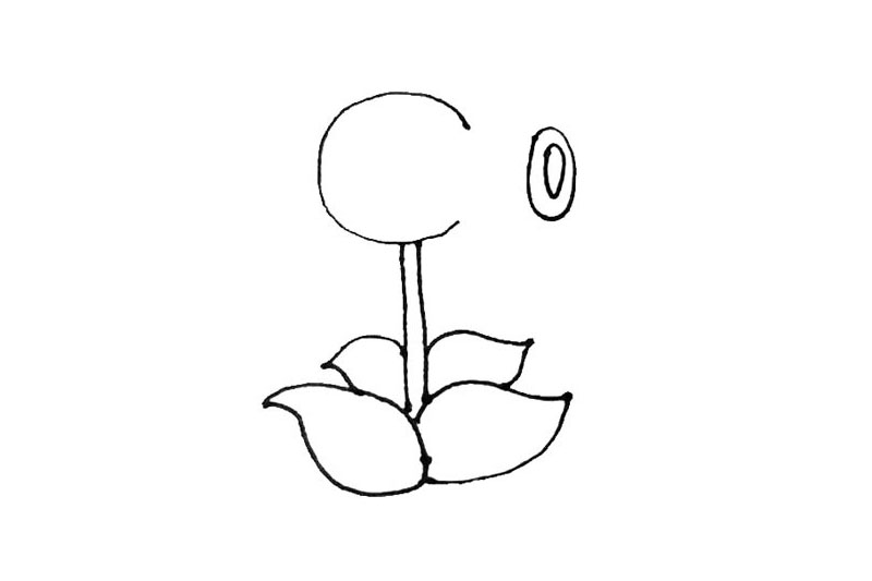 步骤4：在半圆的前方，画上一个竖的椭圆形，并在里面画上一个小的椭圆形。