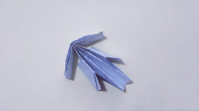 步骤9：然后按照折痕折叠成图上箭头的样子。