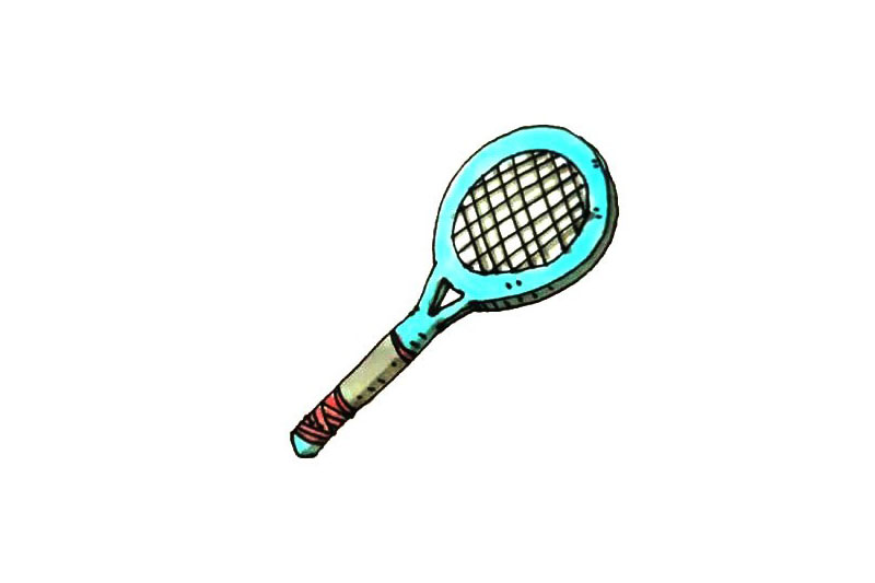 网球拍简笔画画法