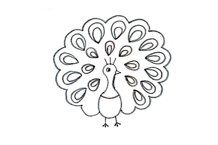 步骤5：然后用黑色的笔勾线。