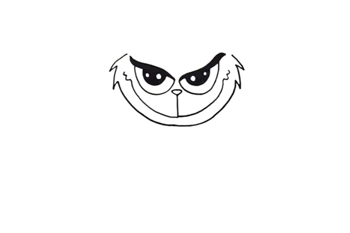 步骤3：接着画它的脸部轮廓和嘴巴。