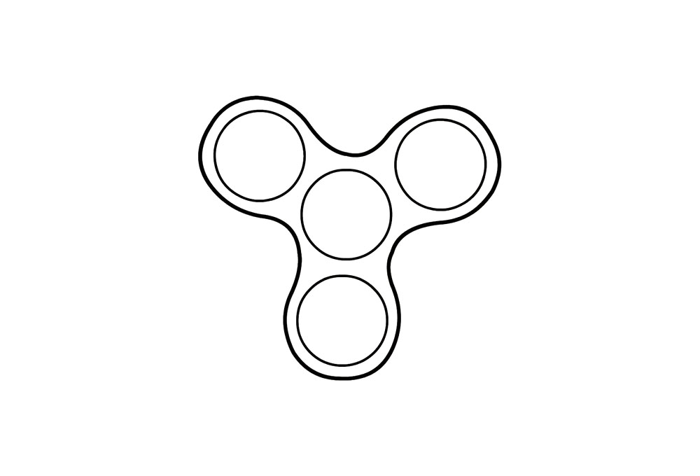 步骤2：在三个边和中间分别画出大小同等的圆。