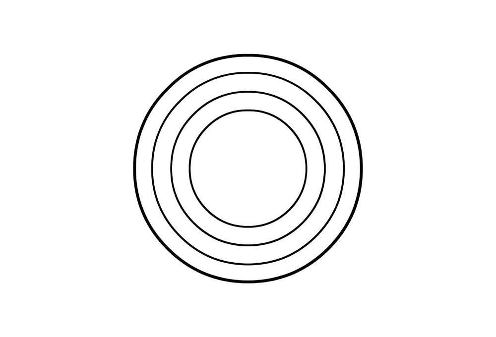 步骤2：大圆内部画出三个逐渐变小的圆形状。