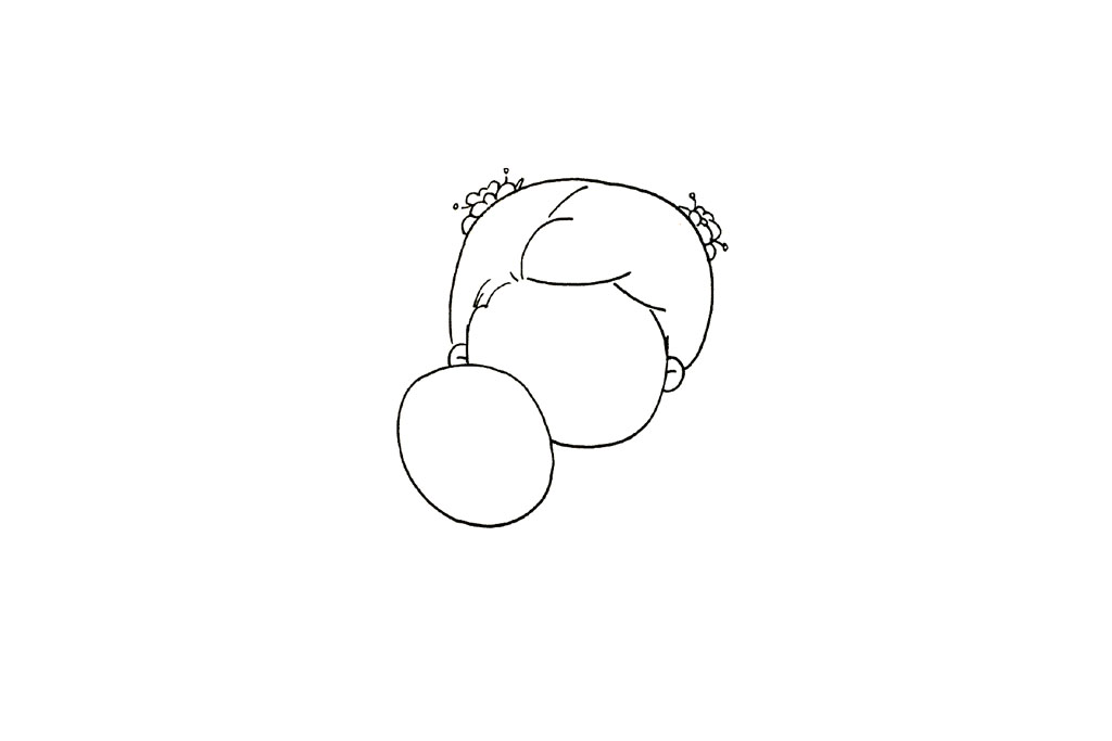 步骤2：接着画头发。