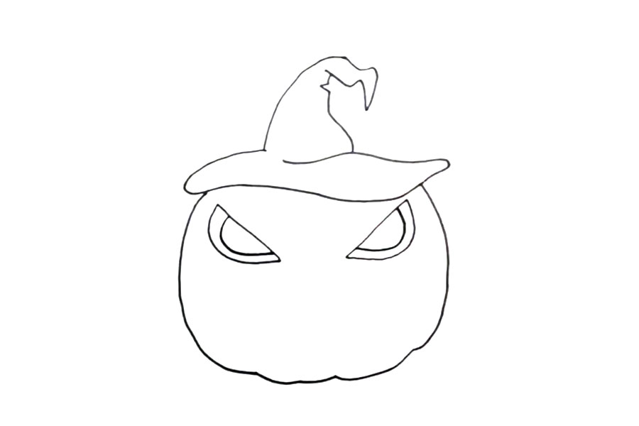 步骤3：给南瓜画上眼睛。