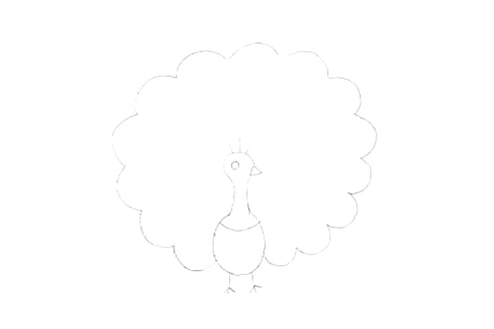 步骤3：围绕身体画一个圆（作为空去尾巴的参考线，要画轻一点，后期要擦去的。），然后围绕它画半圆，直到与身体闭合。