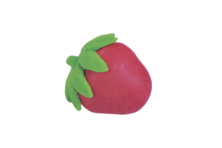 步骤3：把草莓蒂粘在草莓上。