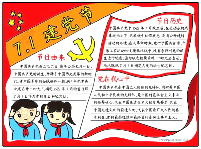 党在我心中-七一建党节手抄报