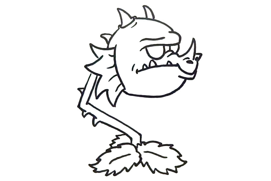 步骤5：下面画上几片叶子。