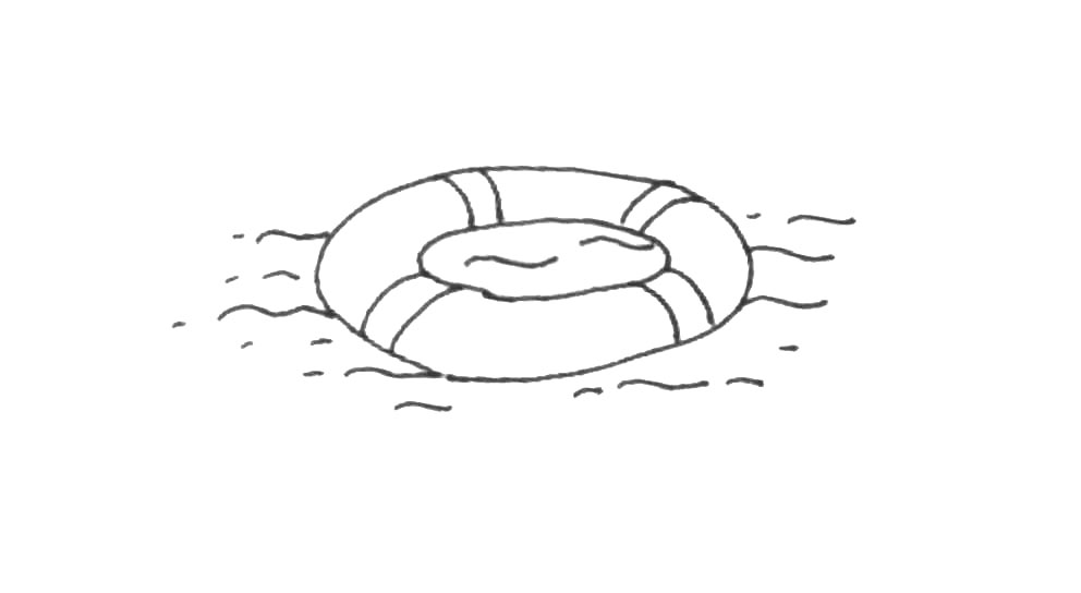 步骤4：用波浪线画出水波的感觉。