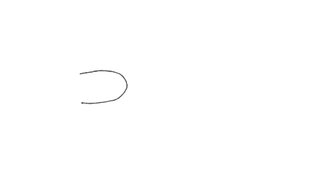 步骤1：在纸上先画上半个椭圆形。