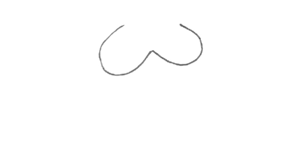 步骤1：在纸上先画上两个倾斜的“U”形状。