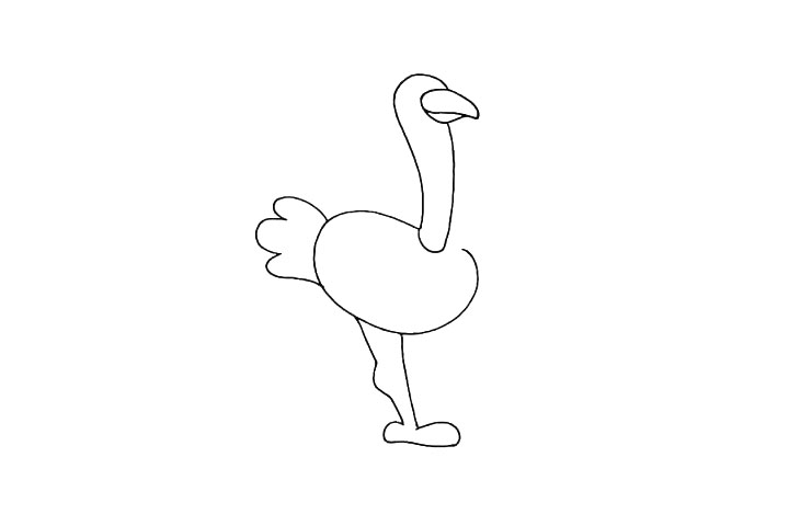 步骤5：接下来在身体的下面勾勒出它粗壮的腿和脚.