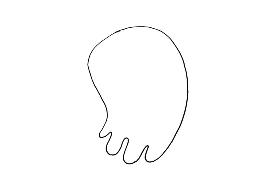 步骤1：首先画出幽灵的身体轮廓。