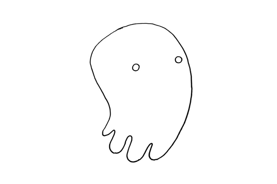 步骤2：在身体上方画出两只小小的眼睛。