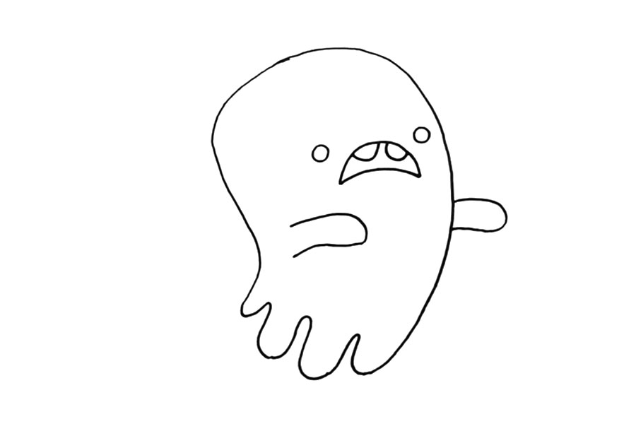 步骤4：下方画出两只小小的手。