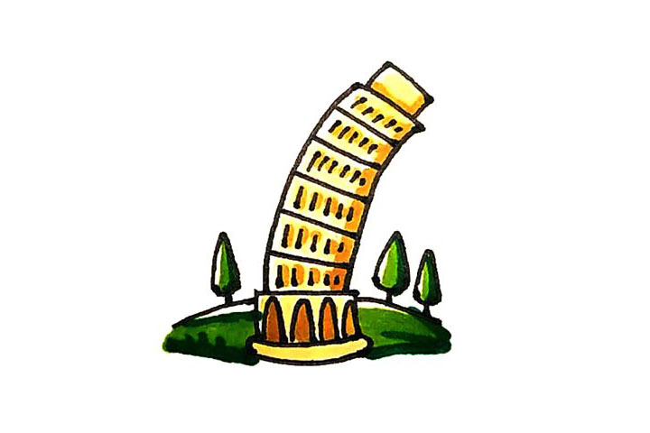 比萨斜塔简笔画教程