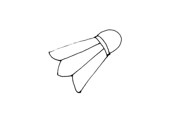 步骤4：两边的线向内连起来，中间的线画上一个小尖角连起来，羽毛的外形就画好了。