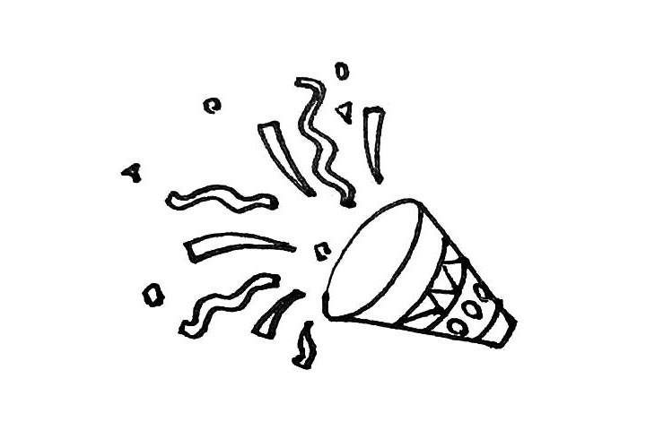 步骤7：还能在礼炮里面画上自己喜欢的装饰。