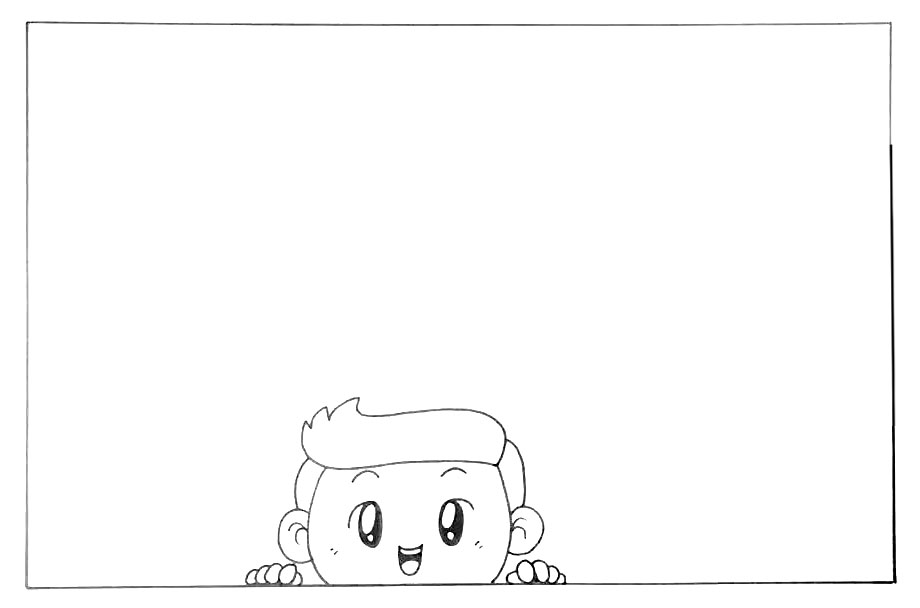 步骤1：首先在画布正下方画出一个小学生的头像。