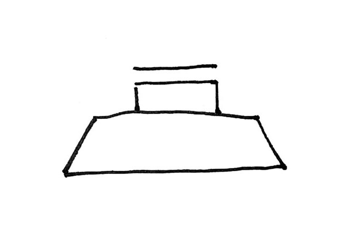 步骤2：上面画上一个长方形加上一条横线。