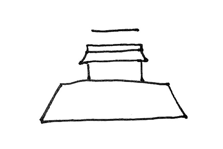 步骤4：上面再画上一个长条的形状加上一条横线。