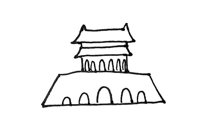 步骤6：然后在里面加上一些拱门的形状。