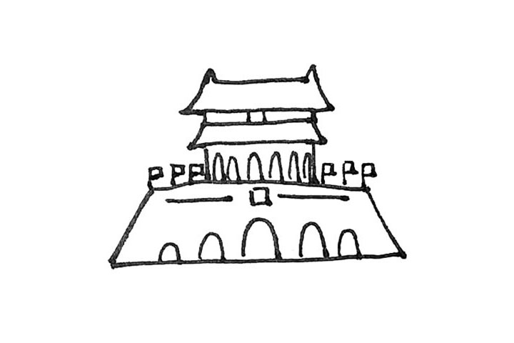 步骤8：再在上面画上飘舞的红旗。