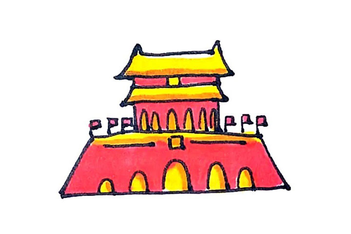 天安门简笔画教程