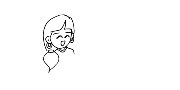 步骤6：接着把老师穿着的衣服的领子给画出来。