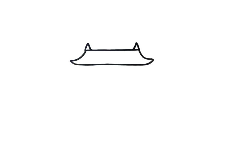 步骤1：我们先从天安门的屋顶开始画起，屋顶采用的是中国传统的建筑风格“飞檐翘角”。