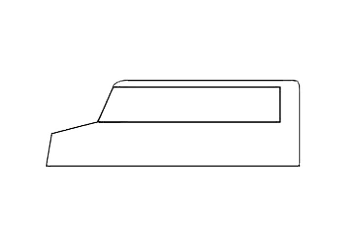 步骤2：接着画出校车的车身轮廓线条。