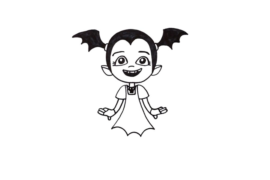 步骤5：下面画它的两只胳膊和手。