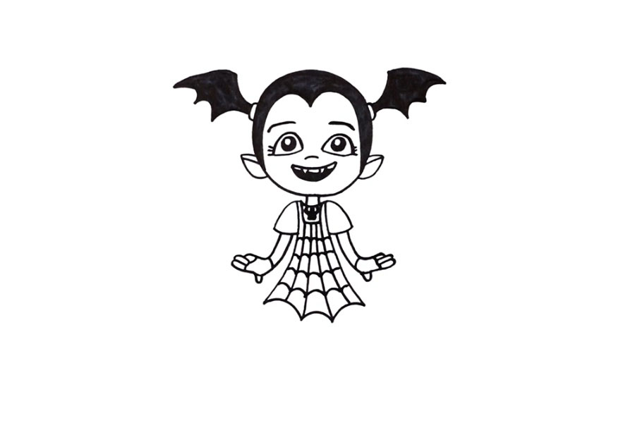 步骤6：然后是他裙子的花纹。