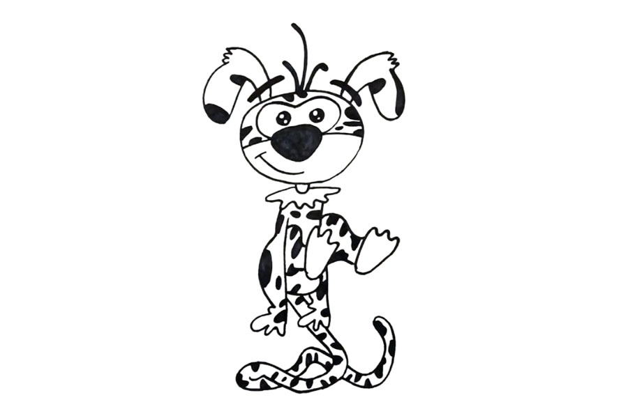 步骤6：用黑笔在它身上画出豹纹。