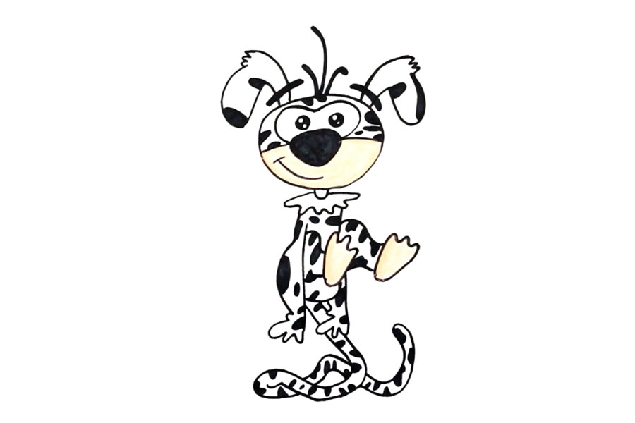 步骤7：脸部和脚掌用肤色画笔涂上颜色。