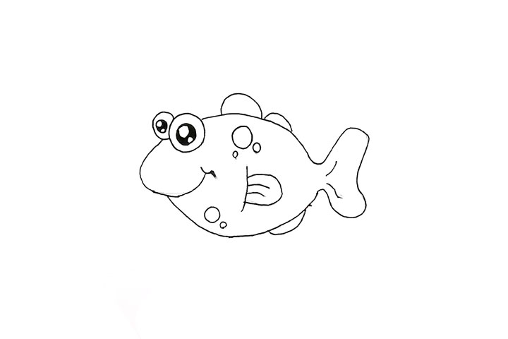 步骤5：然后用黑色记号笔把我们画好的线条勾明。