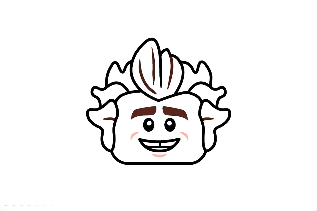 步骤2：接着画出拉尔夫的五官轮廓。