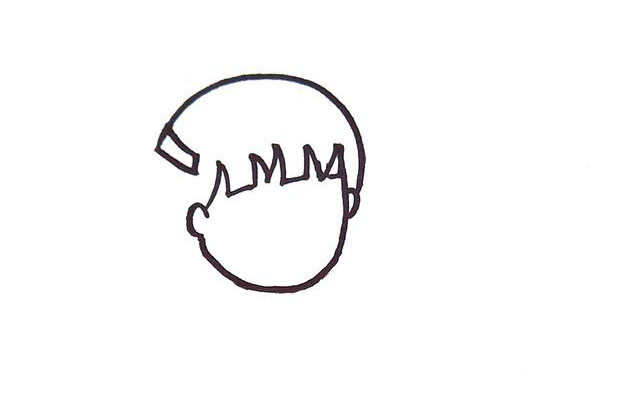 步骤3：画出头顶的位置还有小小的发卡