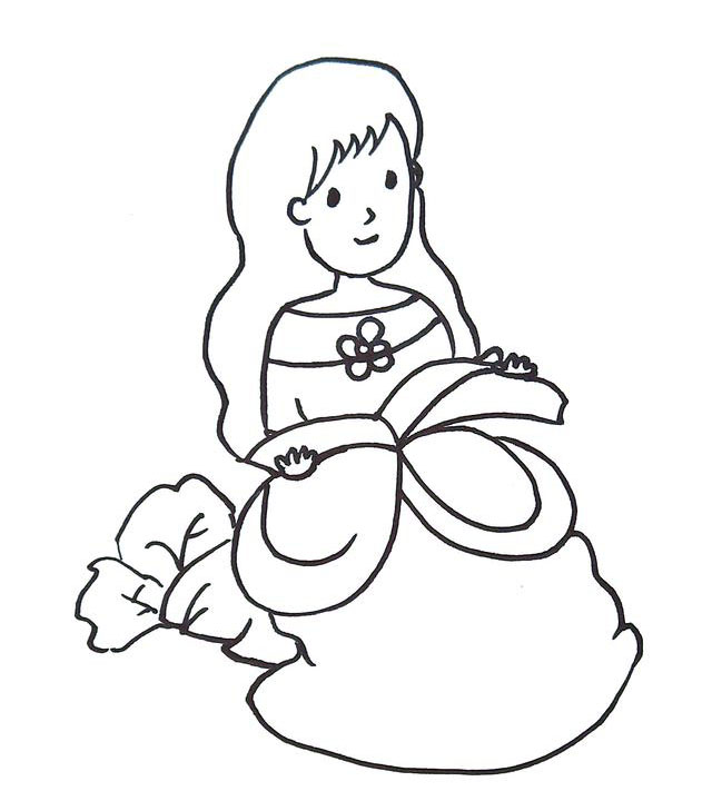 步骤11：画出公主坐着的石头和旁边的