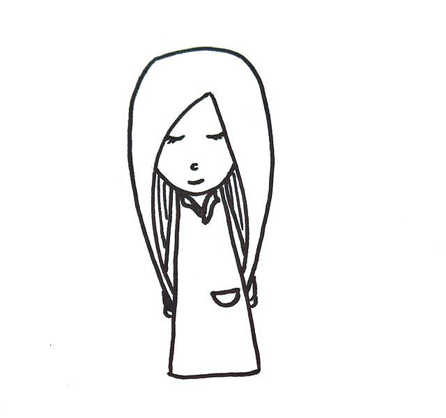 步骤6：画出头发和衣服的细节