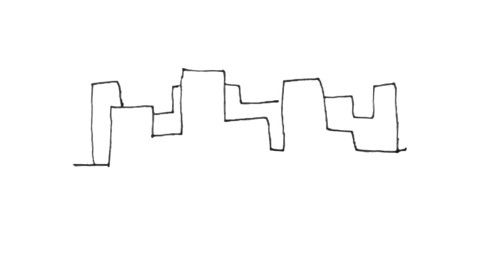 步骤2：后面再画上一条交错。